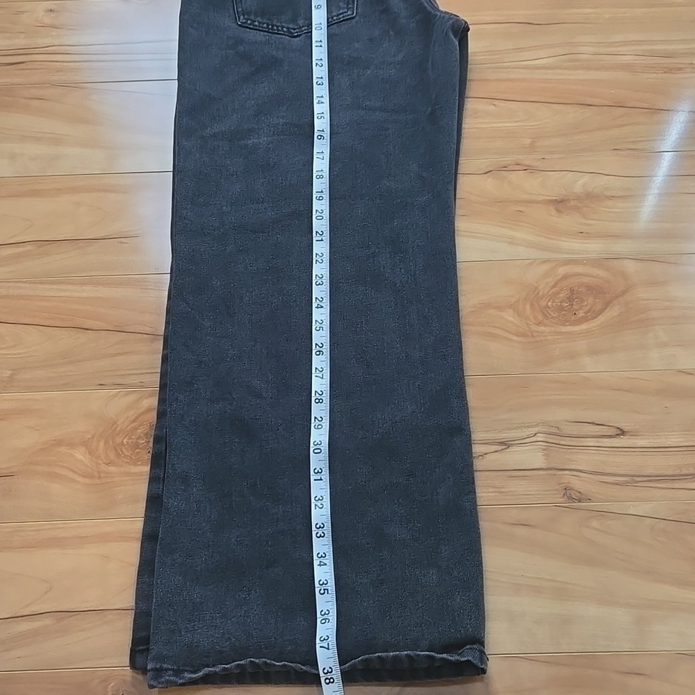 EDIKTED Low Rise Wide Leg Jeans Washed Charcoal Black Denim Size XL - Picture 11 of 11